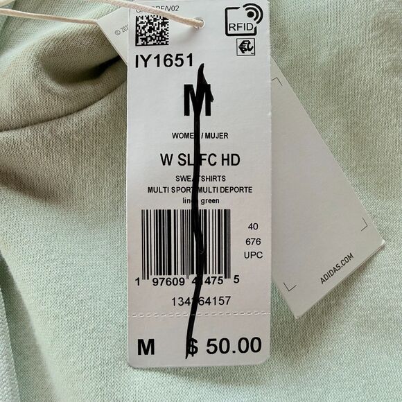 NWT Adidas Women's Essentials Small Logo Feel Cozy Hoodie in Mint Green Size M - Picture 11 of 16